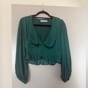Chic Teal Buttoned Blouse